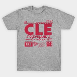 Vintage Cleveland CLE Airport Code Travel Day Retro Travel Tag T-Shirt